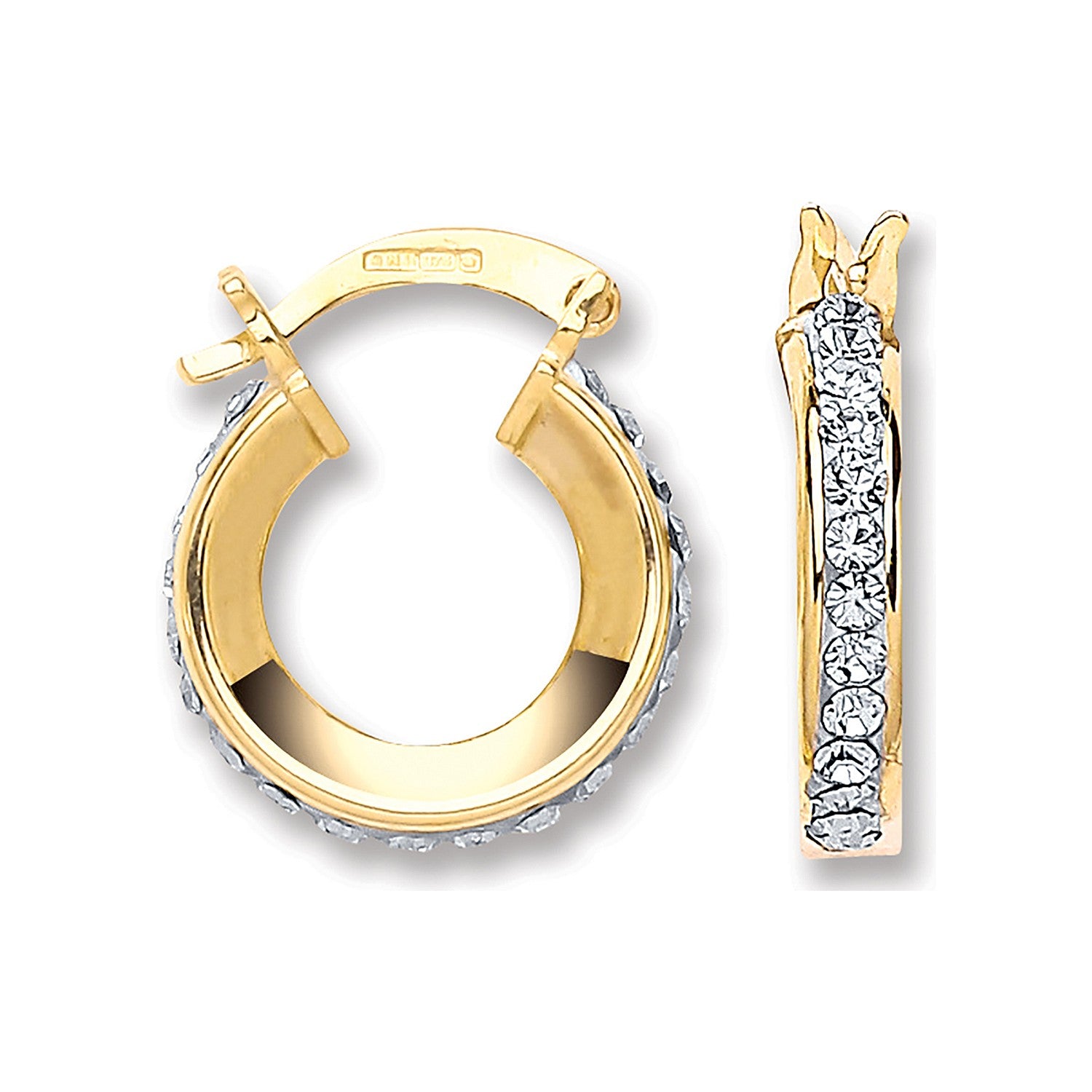 Yellow Gold 13.5mm Round Crystal Hoop