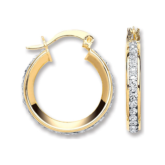 Yellow Gold 18.4mm Round Crystal Hoop