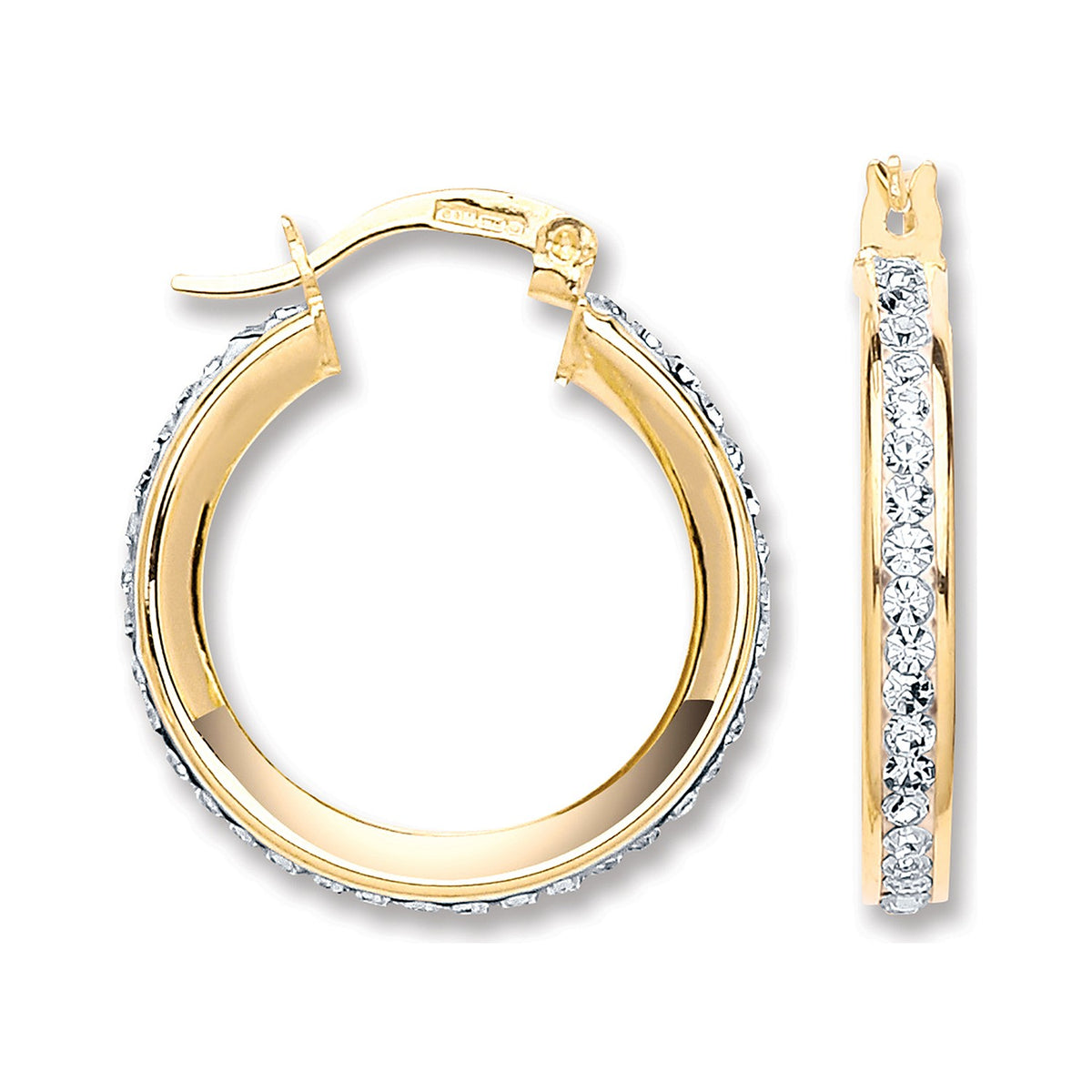 Yellow Gold 21.6mm Round Crystal Hoop