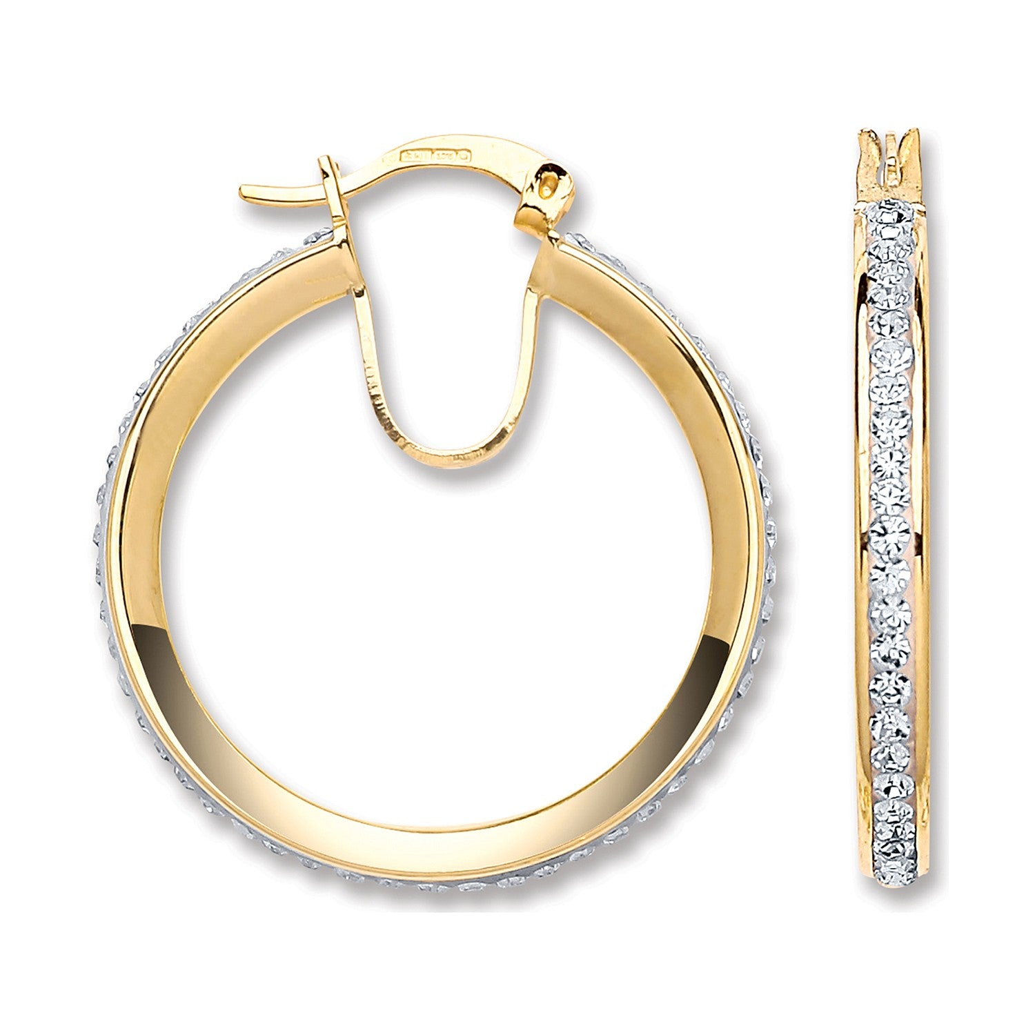 Yellow Gold 28.4mm Round Crystal Hoop