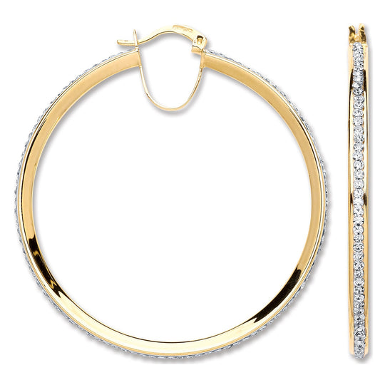 Yellow Gold 46mm Round Crystal Hoop