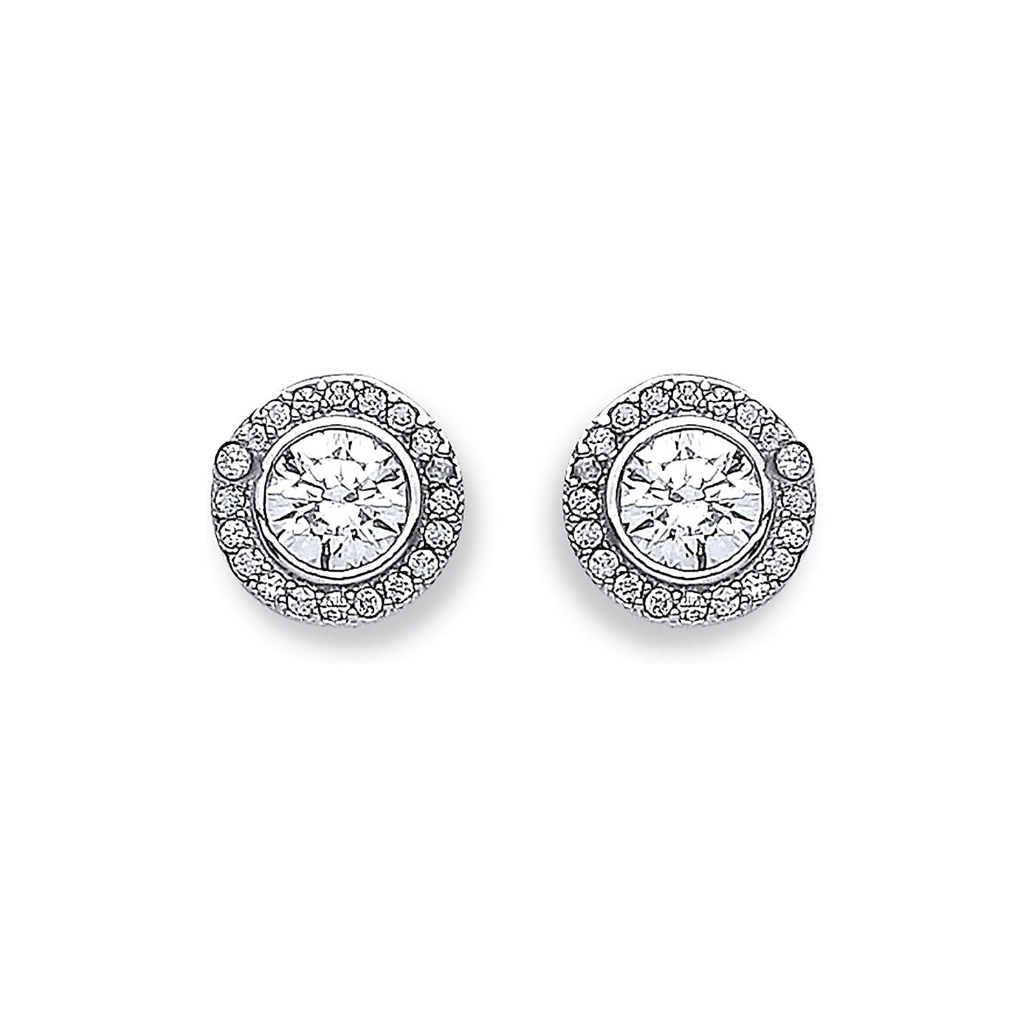 White Gold 9mm Halo CZ Stud
