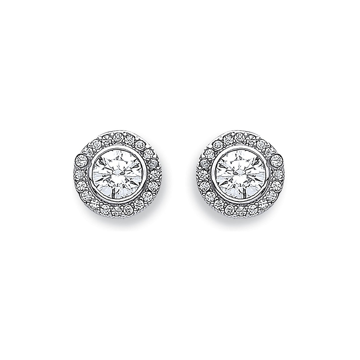 White Gold 9mm Halo CZ Stud