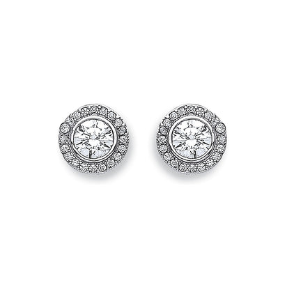 White Gold 9mm Halo CZ Stud