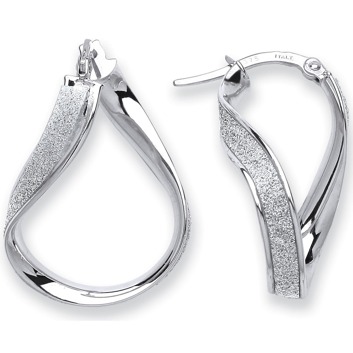 White Gold Wavy Moodust Earrings