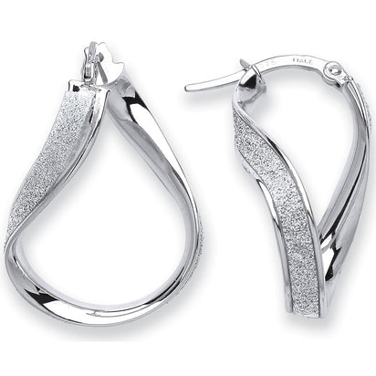 White Gold Wavy Moodust Earrings