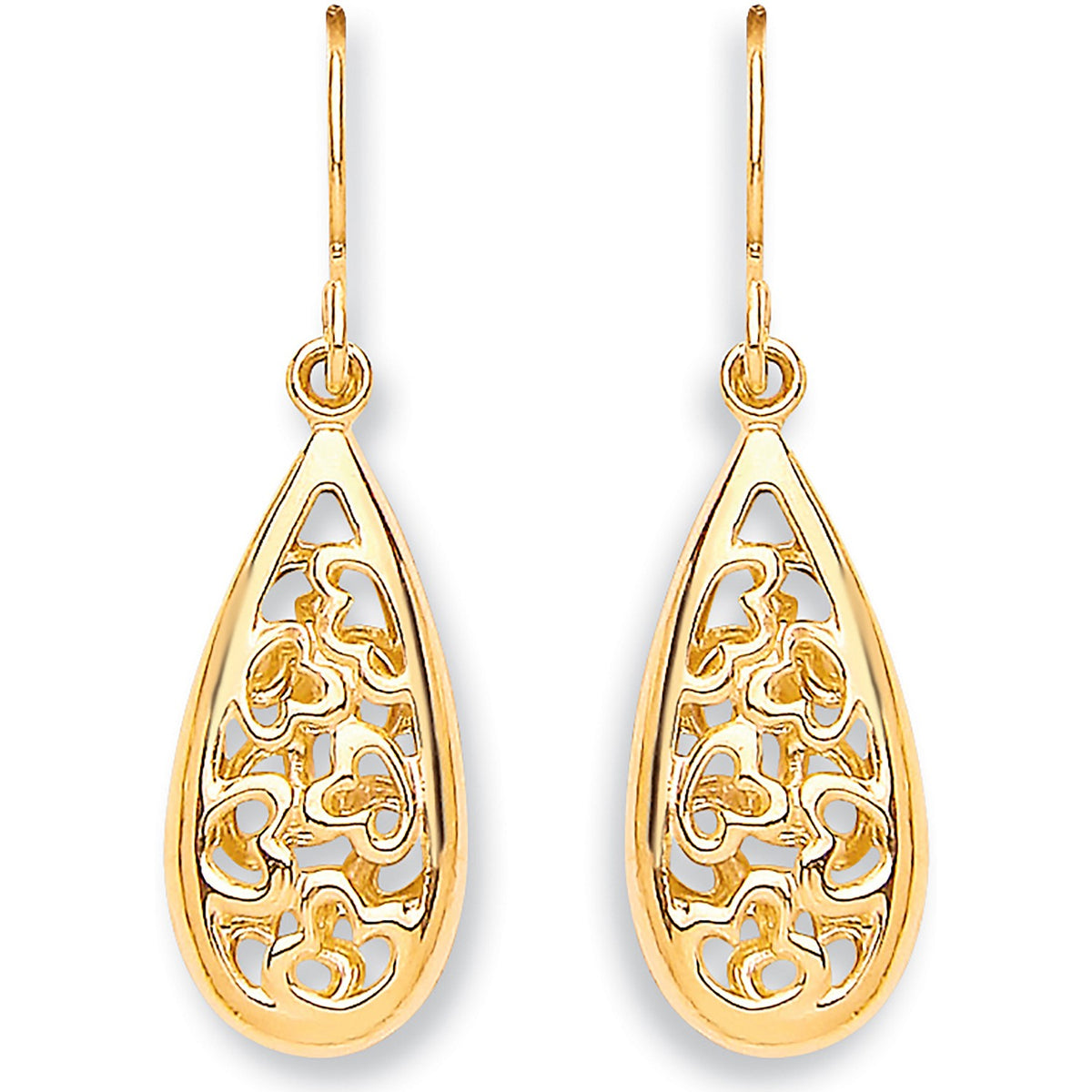 Yellow Gold Hook Oval Drop  Earrings