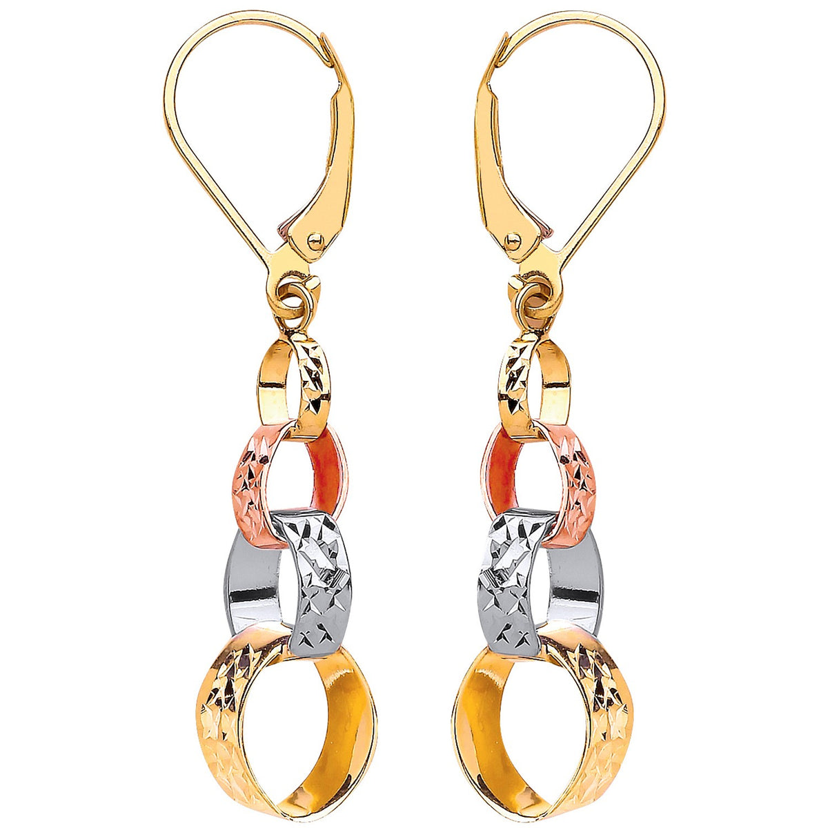 Three Colour Interlink Drop Earrings
