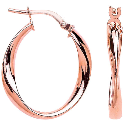 Rose Gold Oval Twist Hoop