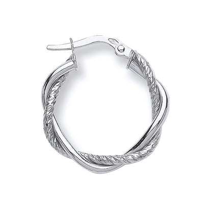 White Gold 20mm Twist Hoop