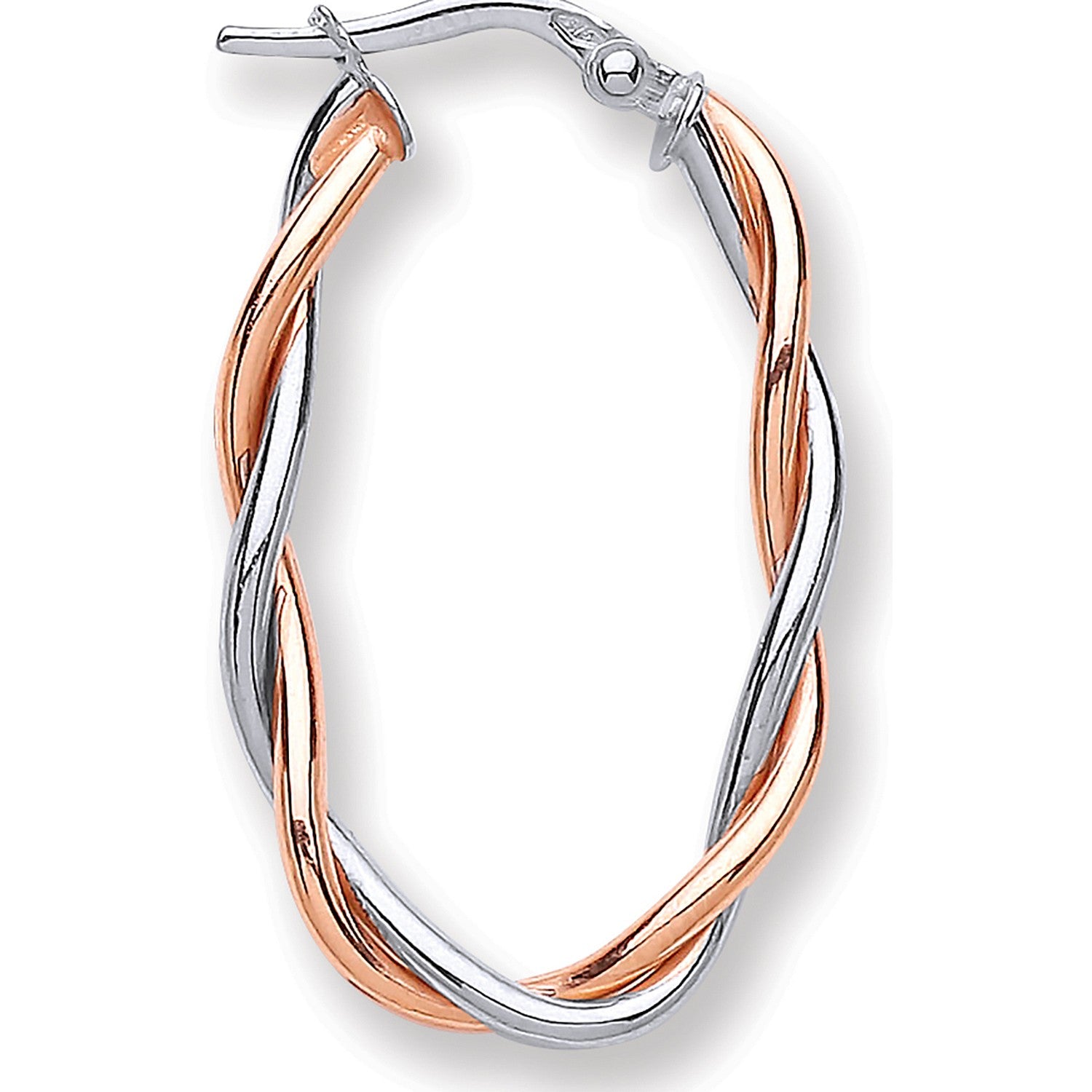 White Gold Oval Twist Hoop