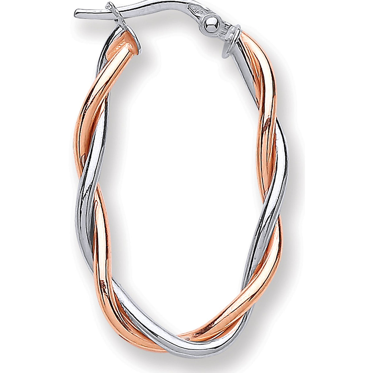 White Gold Oval Twist Hoop