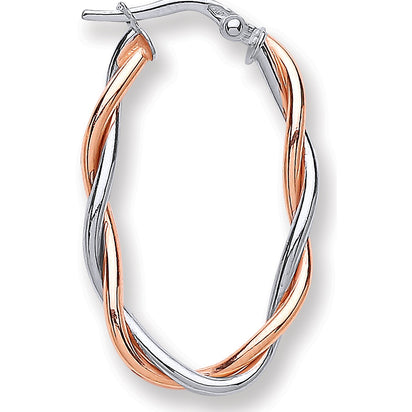 White Gold Oval Twist Hoop