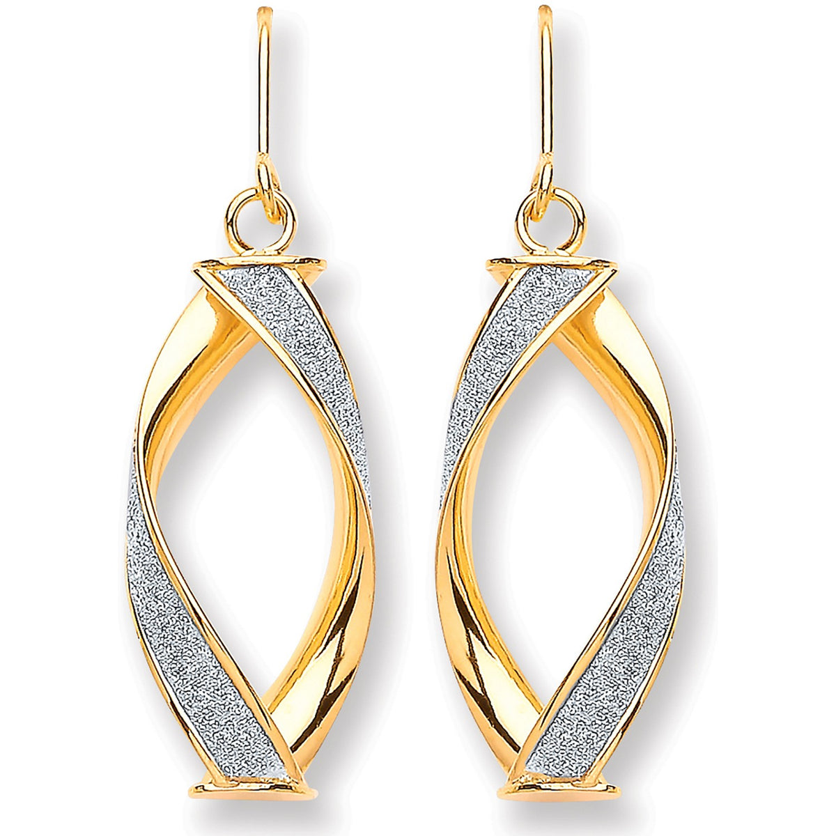 Yellow Gold Twist Glitter Drop Earring