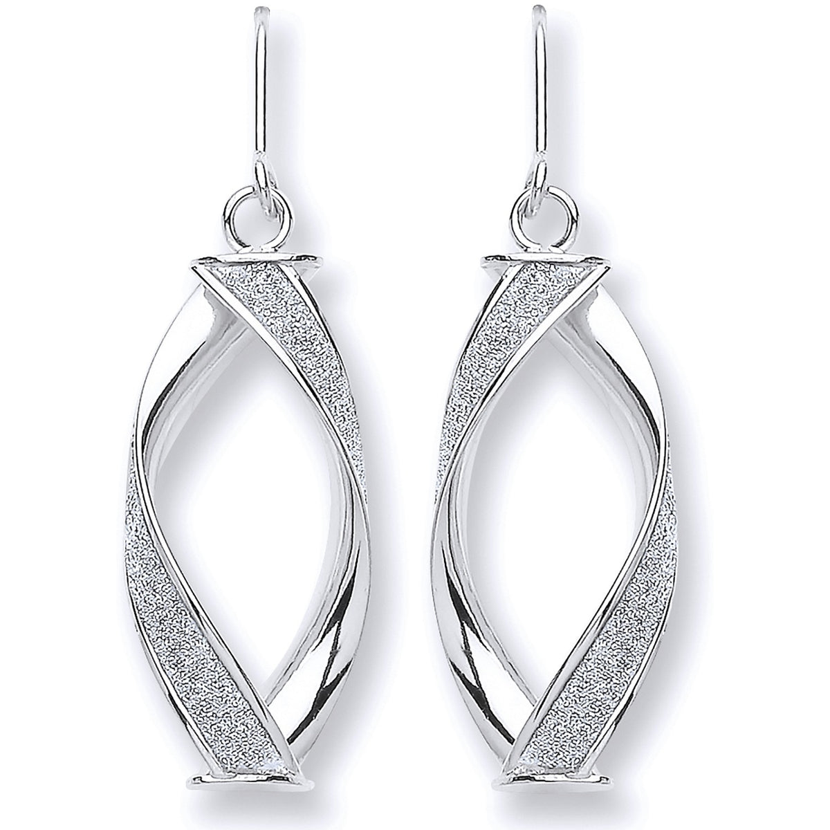 White Gold Twist Glitter Drop Earring
