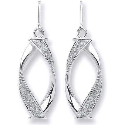 White Gold Twist Glitter Drop Earring