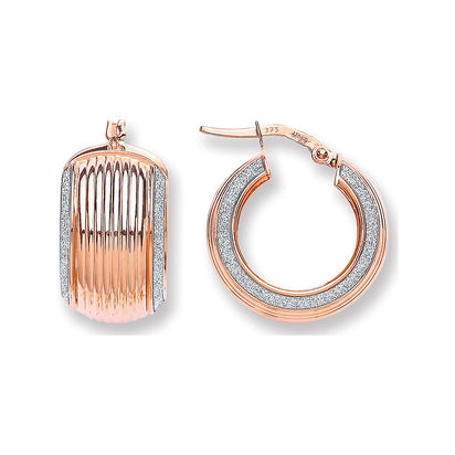 Rose Gold Wide Ribbed Moondust Edge Earring