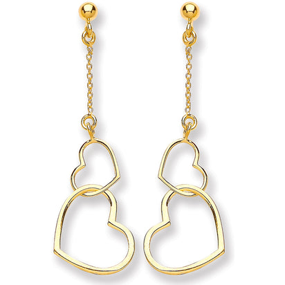 Yellow Gold Heart Drop Earring