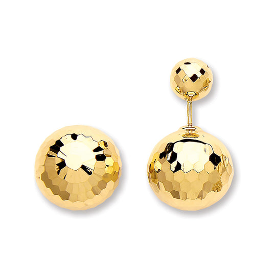 Yellow Gold Disco Ball Screw Back Earrings