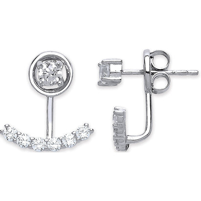 White Gold Cz Ear Stud Cuff Wrap Earrings