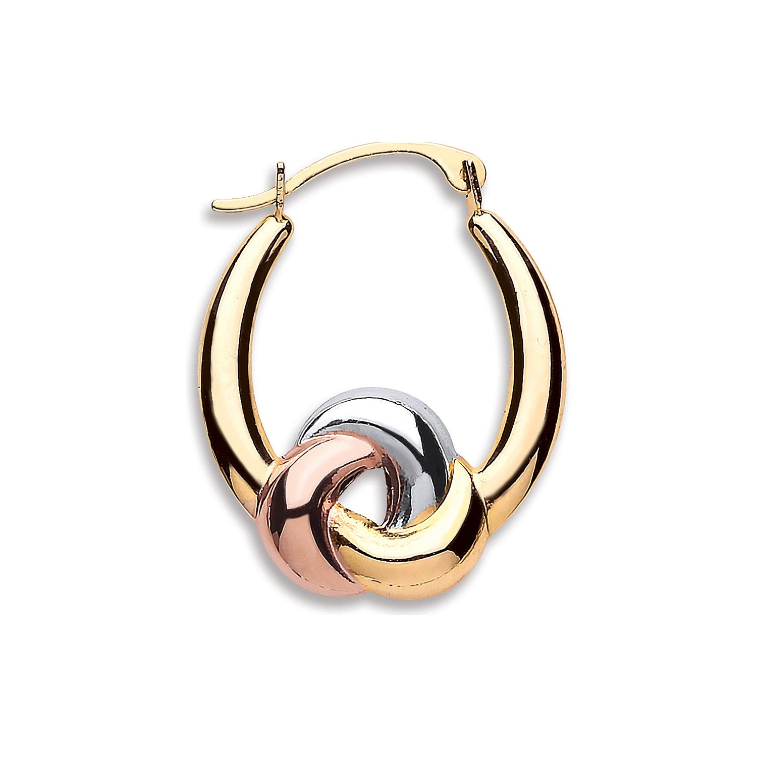 Yellow Gold White Gold & Rose Gold Hollow Fancy Hoop Earrings