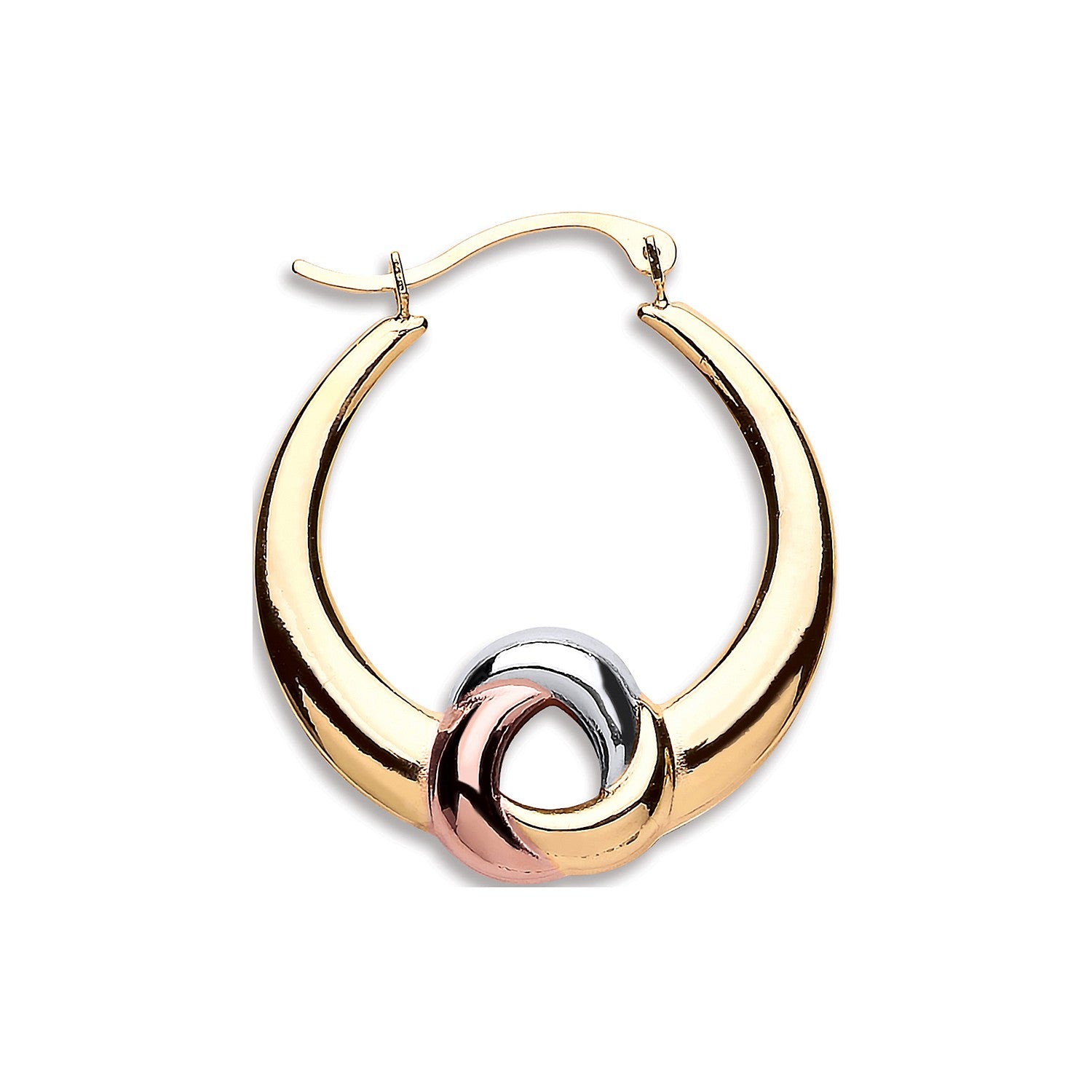 Yellow Gold White Gold & Rose Gold Large Hollow Fancy Hoop Earrings