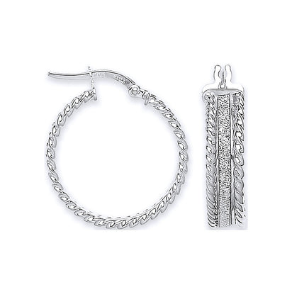 White Gold 22.6mm Moondust Ribbed Edge Earrings