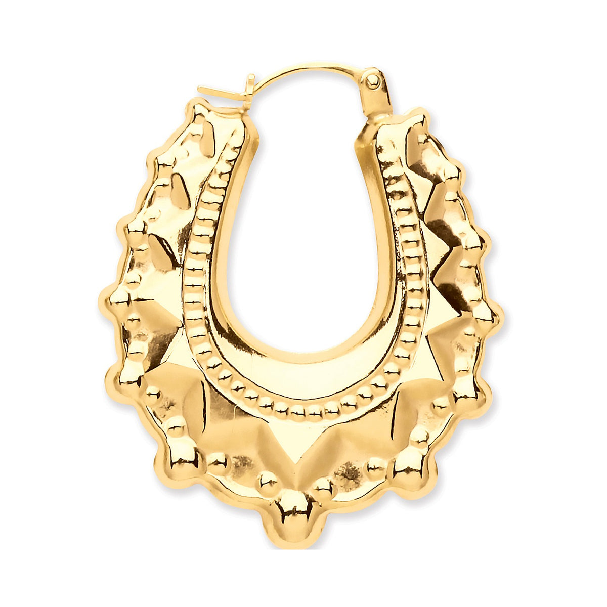 Yellow Gold Oval Spike Creole