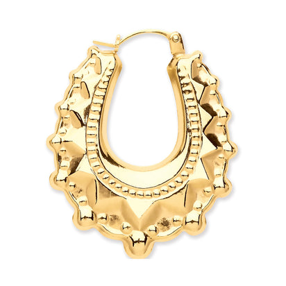 Yellow Gold Oval Spike Creole