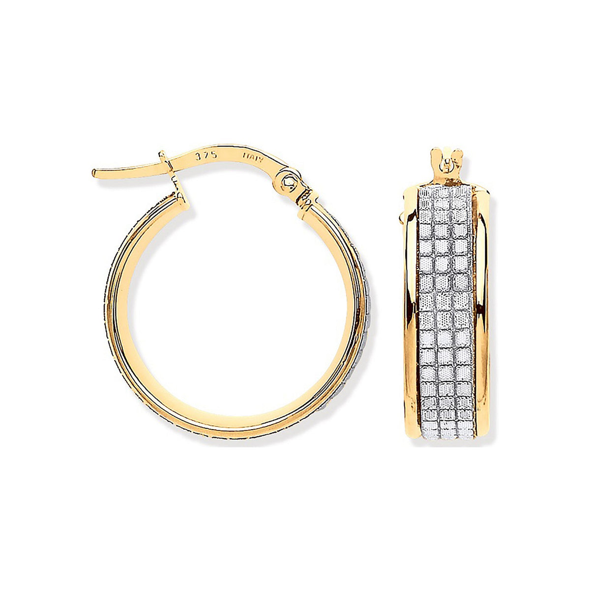 Yellow Gold Moondust p/c Illusion 18.6mm Hoop Earrings