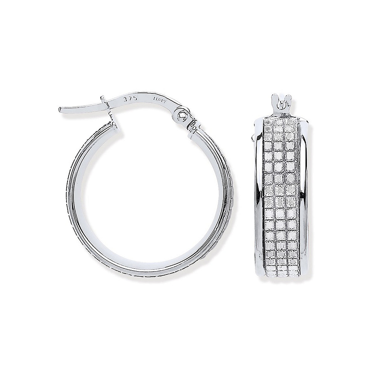 White Gold Moondust p/c Illusion 18.6mm Hoop Earrings
