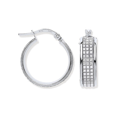 White Gold Moondust p/c Illusion 18.6mm Hoop Earrings