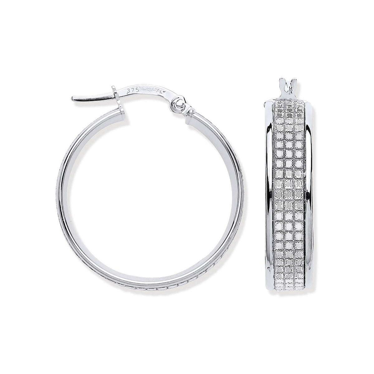 White Gold Moondust p/c Illusion 24.7mm Hoop Earrings