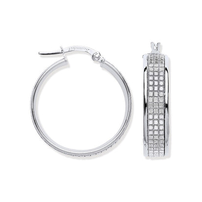 White Gold Moondust p/c Illusion 24.7mm Hoop Earrings