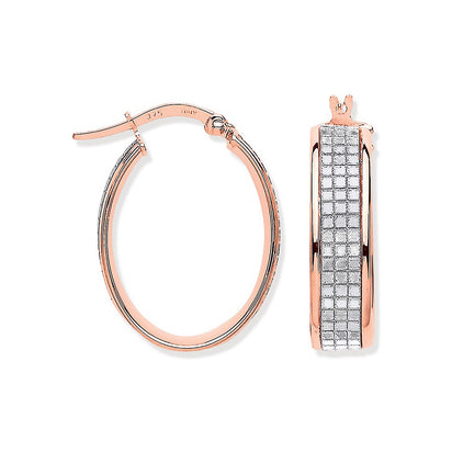 Rose Gold Moondust p/c Illusion Oval Hoop Earrings