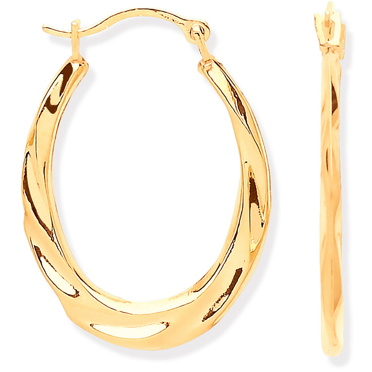 Yellow Gold Ribbed Hoop Earrings