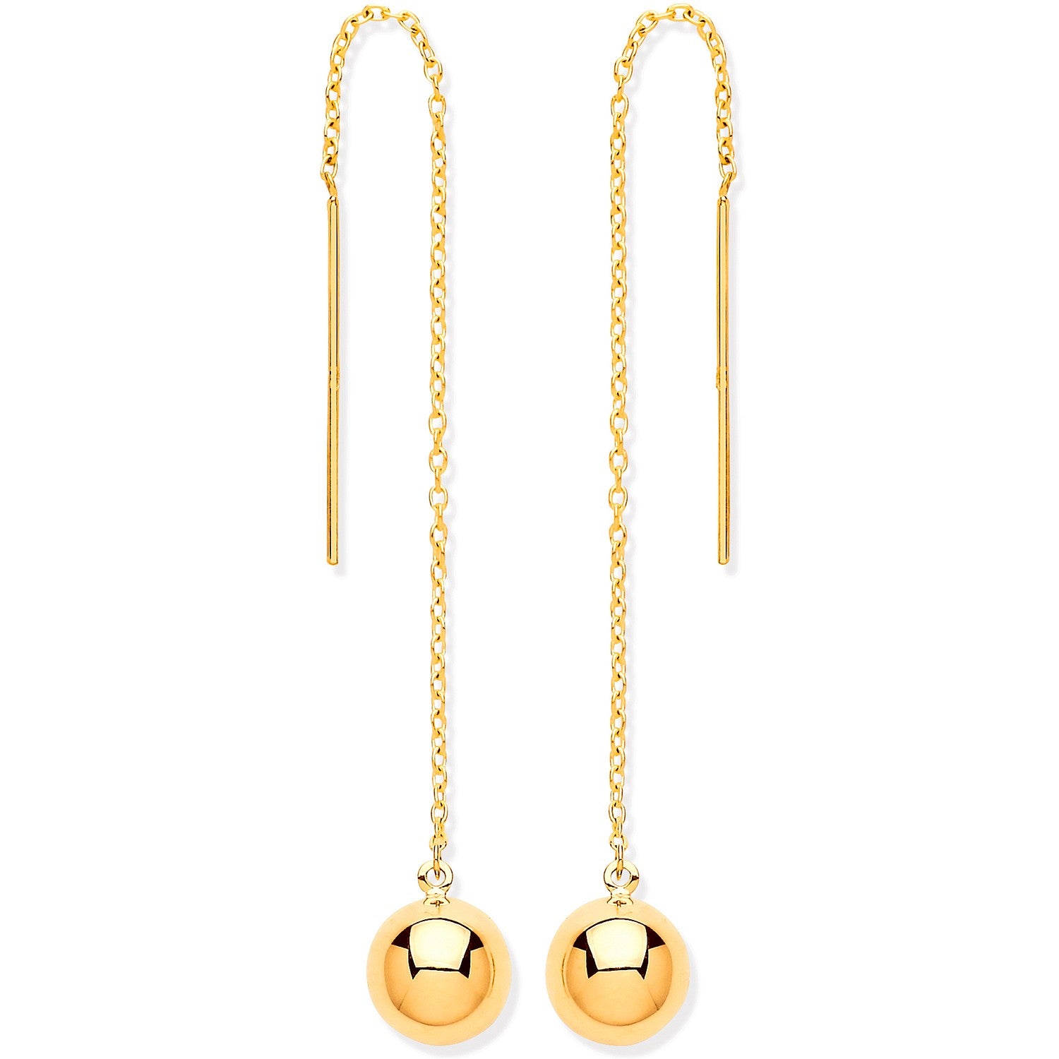 Yellow Gold Ball Chain Threader Earrings