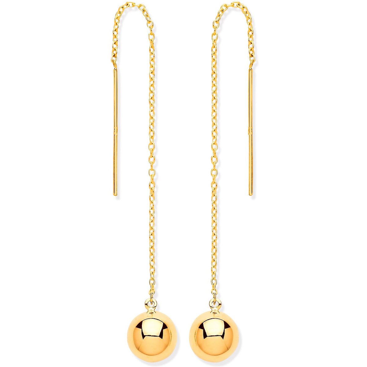 Yellow Gold Ball Chain Threader Earrings