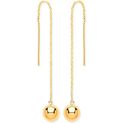 Yellow Gold Ball Chain Threader Earrings
