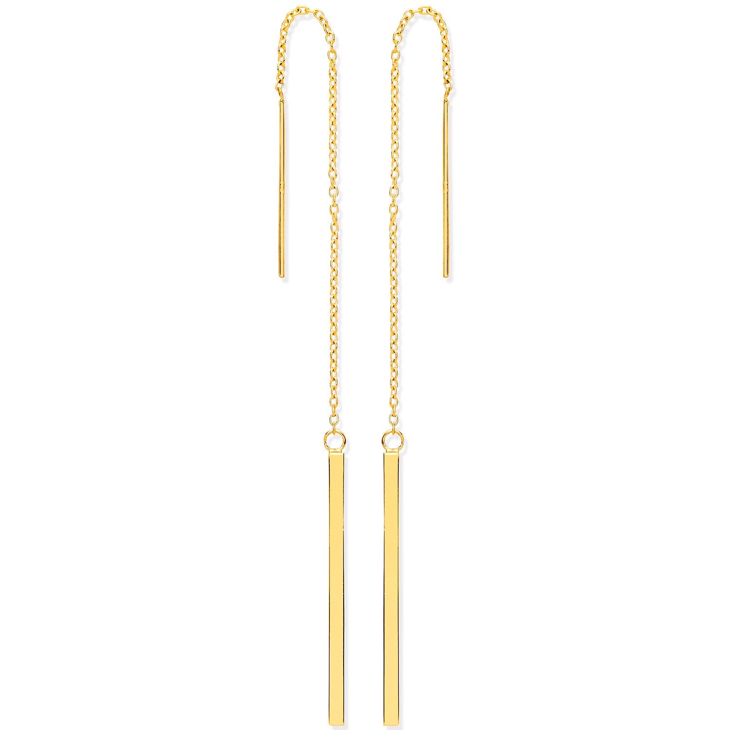 Yellow Gold Chain Drop Threader Earrings