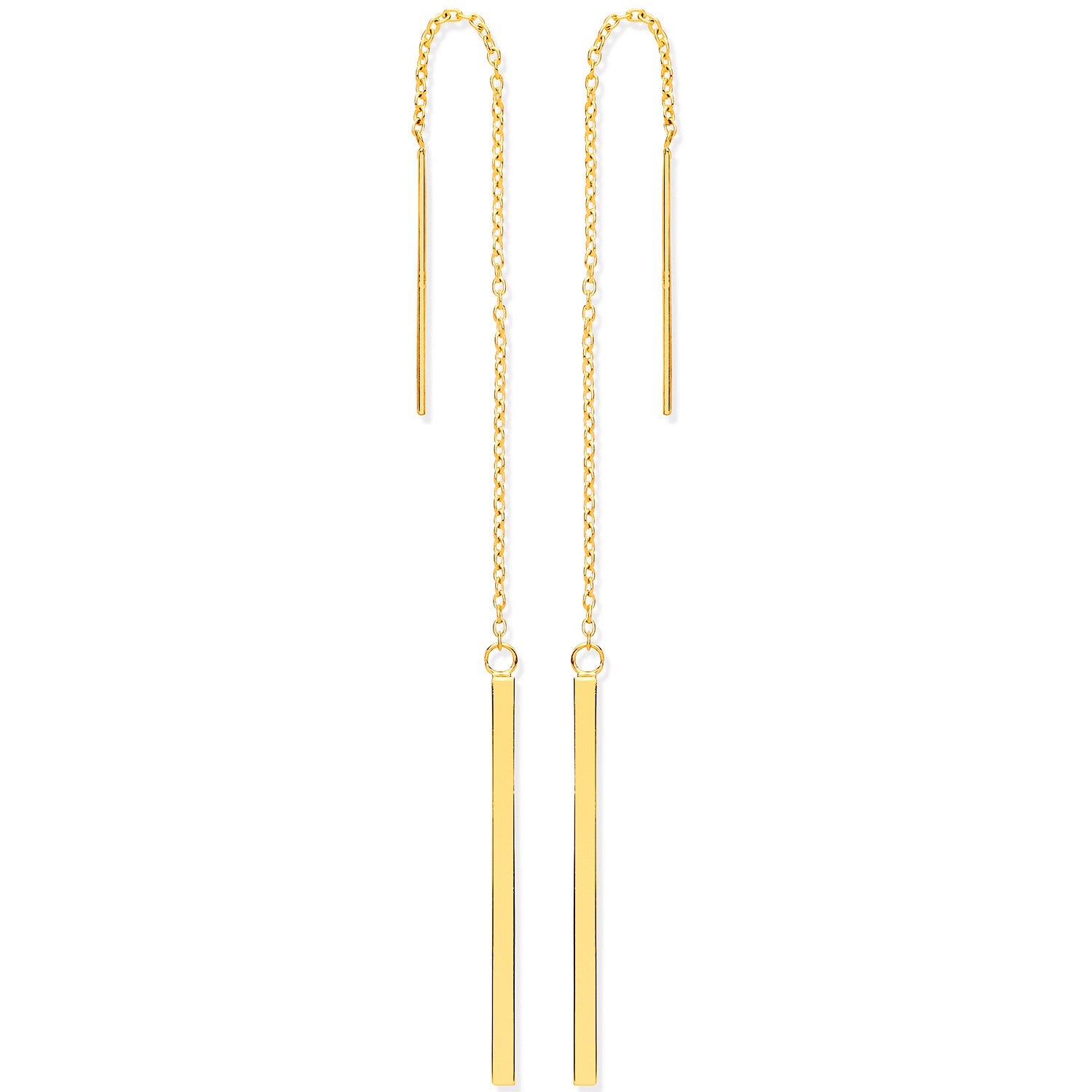 Yellow Gold Chain Drop Threader Earrings