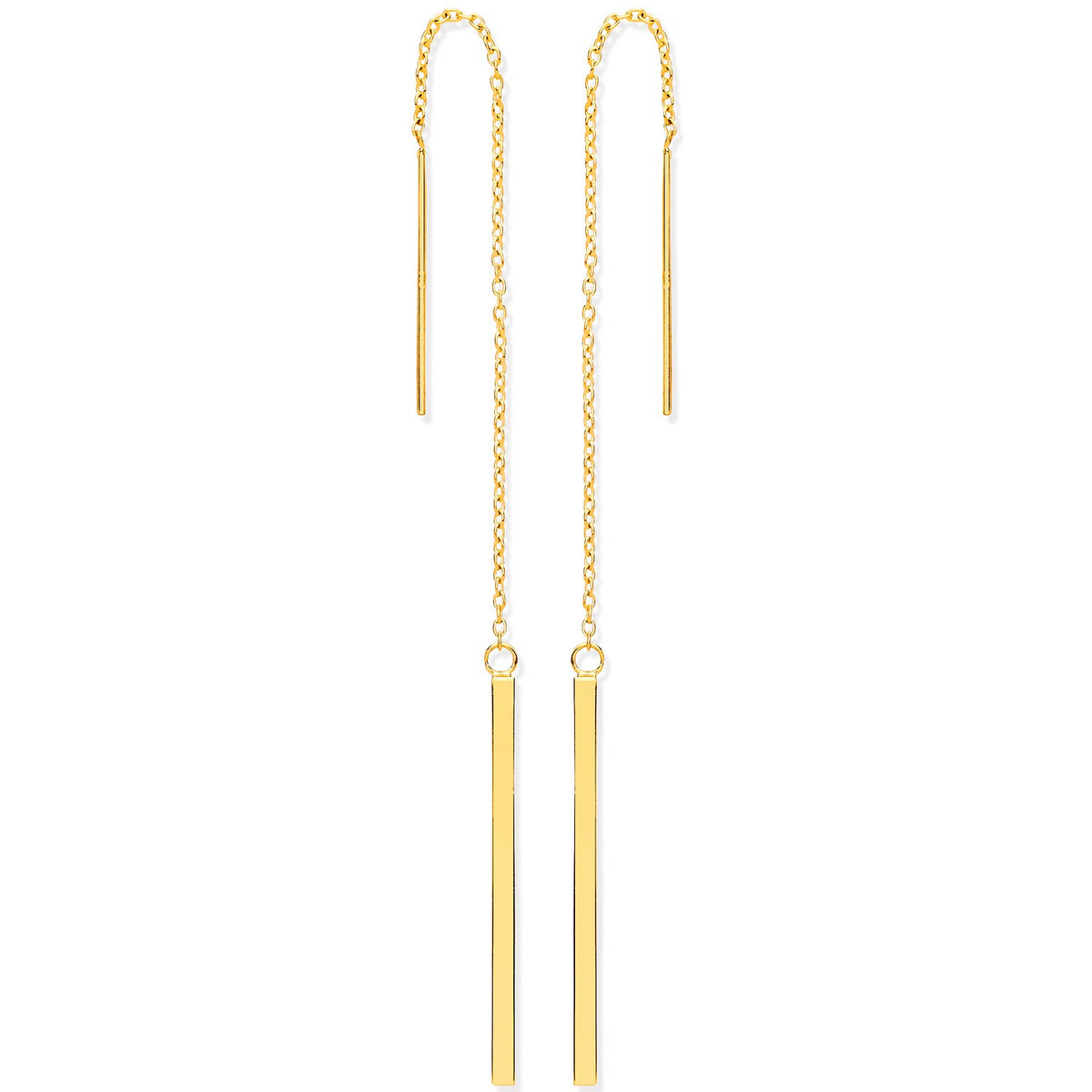 Yellow Gold Chain Drop Threader Earrings
