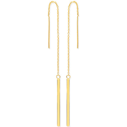 Yellow Gold Chain Drop Threader Earrings