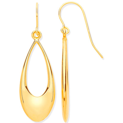 Yellow Gold Hollow Open Drop Earrings