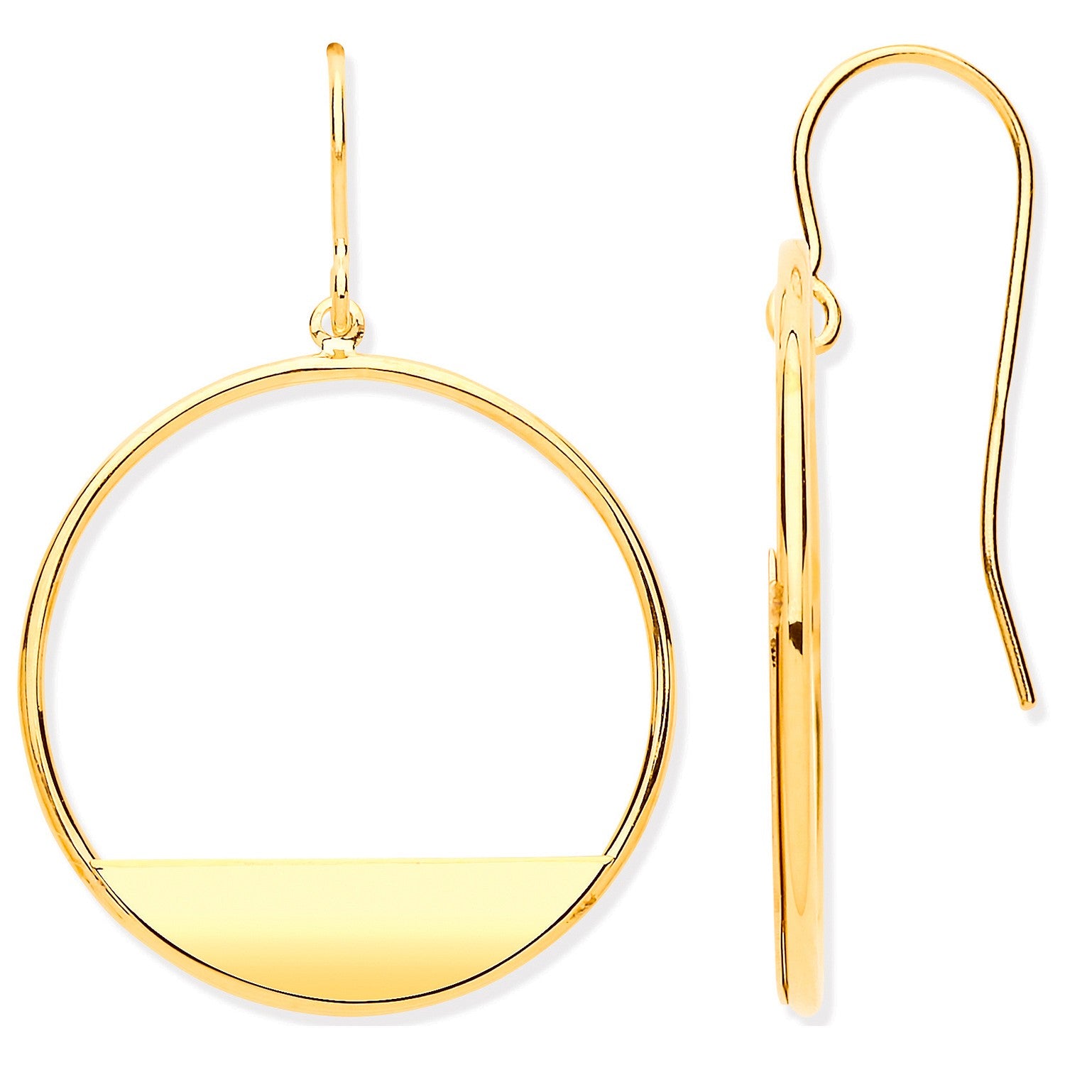 Yellow Gold Circles Open Drop Earrings