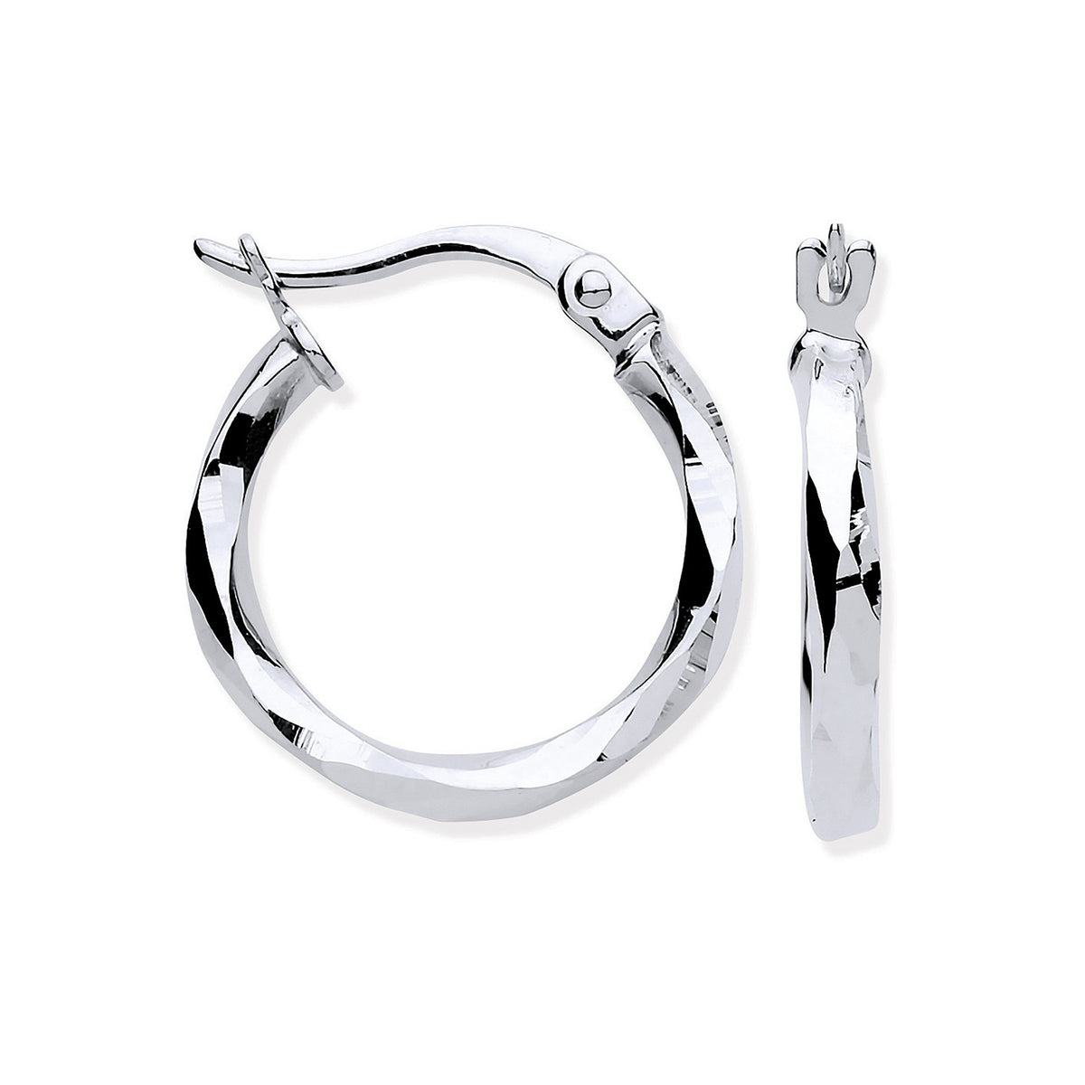 White Gold Faceted 15.6mm Hoop Earrings