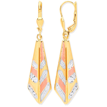 White Gold & Yellow Gold Drop Earrings