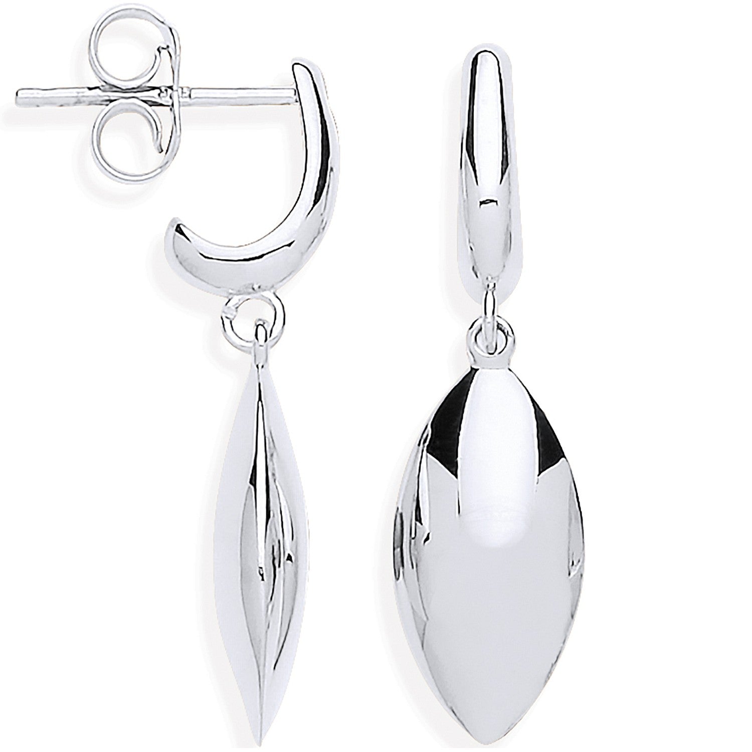 White Gold Hollow Marquise Shape Drop Earrings