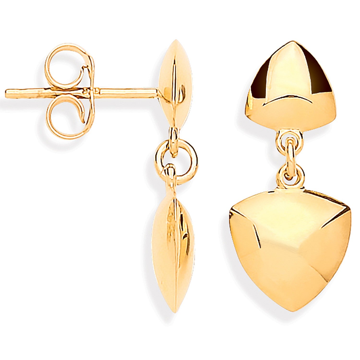Yellow Gold Triangle Geometric Hollow Drop Earrings