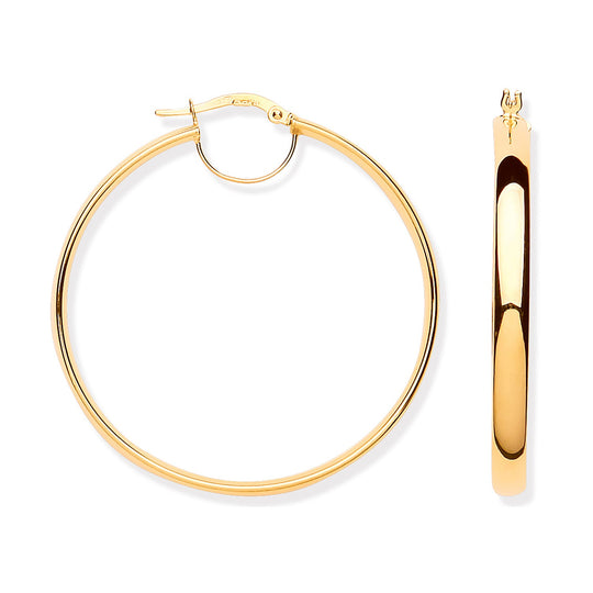 Yellow Gold 44mm Flat Tube Hoop Earrings
